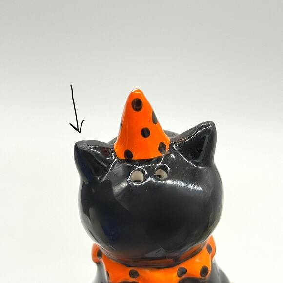 Johanna Parker Black Cat Salt and Pepper Shakers Set Grinning Jack Halloween New - Picture 7 of 7